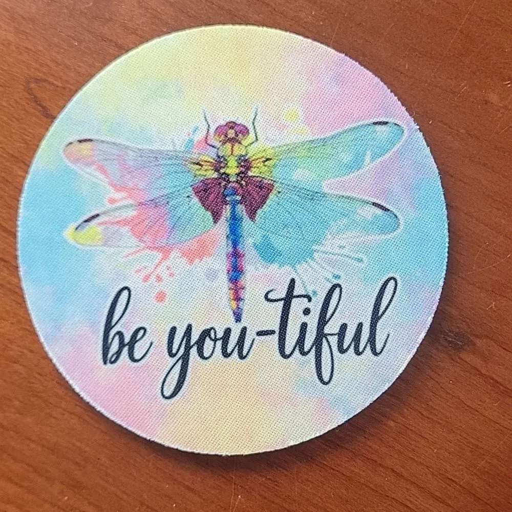 Set a 4 Handcrafted Dragonfly Inspirational Coasters - NWOT
